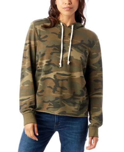Alternative Apparel Day Off Printed Burnout French Women's Terry Hoodie In Khaki