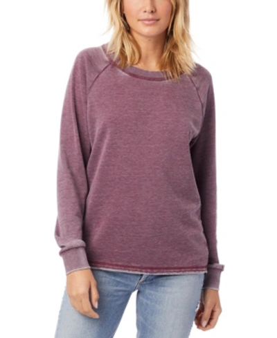 Alternative Apparel Lazy Day Burnout French Terry Women's Pullover Sweatshirt In Wine