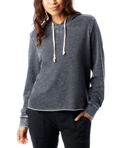 Alternative Apparel Day Off Burnout French Women's Terry Hoodie In Charcoal