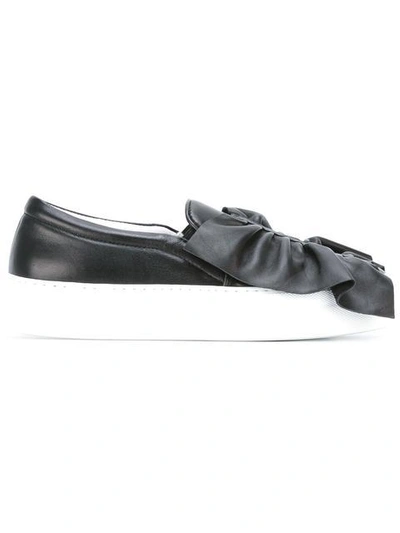Joshua Sanders Oversized Bow Platform Sneakers In Black