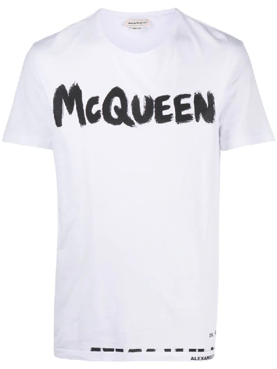 Alexander Mcqueen Logo-print Short-sleeve T-shirt In Natural