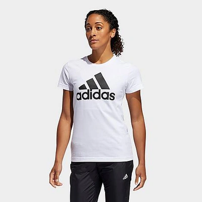 Adidas Originals Big Girls Short Sleeves Classic Badge Of Sport T-shirt, Extended Size In White/black