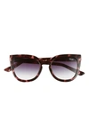 Quay Noosa 55mm Cat Eye Sunglasses In Purple Tortoise/ Black Fade