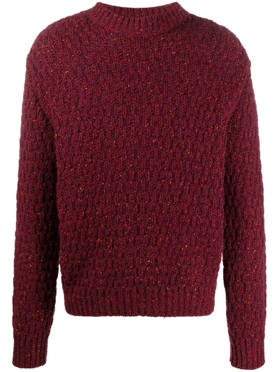 Marni Chunky Knit Crew Neck Sweater In Red