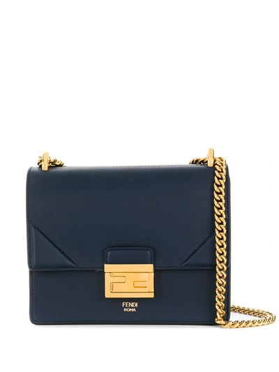 Fendi Small Kan U Leather Shoulder Bag In Bleu ModeSens