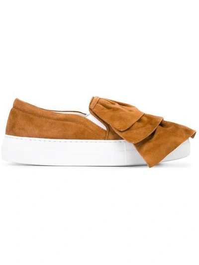 Joshua Sanders Slip-on Sneakers With Bow In Tabacco