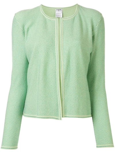 Pre-owned Chanel 2001 Lurex Detailing Cardigan In Green