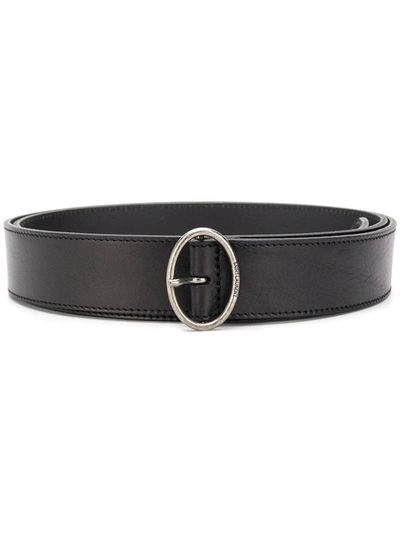 Saint Laurent Oval Buckle Adjustable Belt In Black