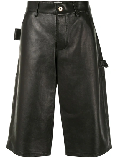 Bottega Veneta Knee-length Leather Shorts In Black