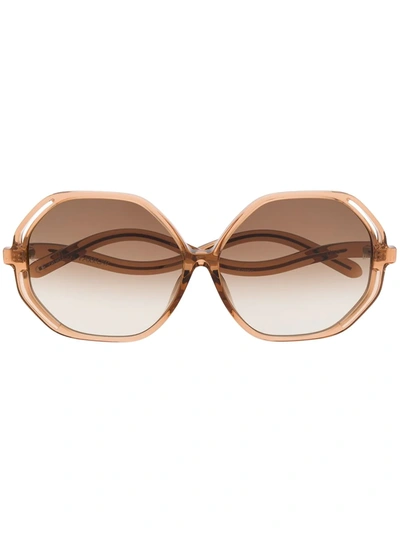Linda Farrow Oversized Wavy Sunglasses In Brown