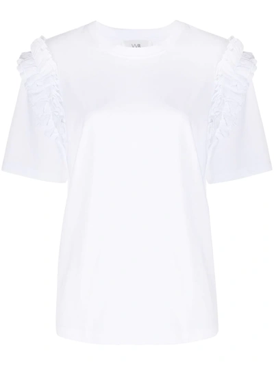 Victoria Victoria Beckham Ruffle-detail T-shirt In White