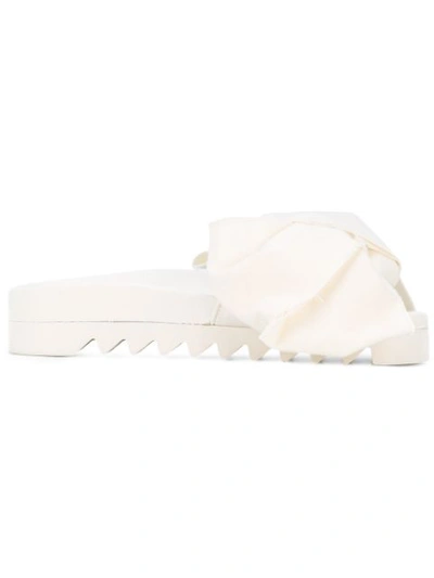 Joshua Sanders Gathered Fabric Slides In White