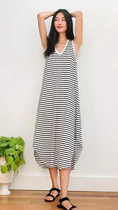 Z Supply Reverie Stripe Dress In Black/desert White