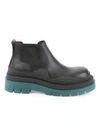 Bottega Veneta Tire Leather Chelsea Boots In Black Green