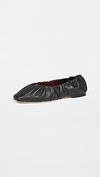 Staud Tuli Square-toe Leather Ballet Flats In Black