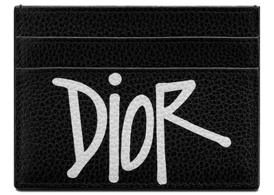 Pre-owned Dior And Shawn Card Holder (4 Card Slot) Black