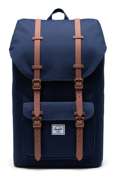 Herschel Supply Co Little America Backpack In Peacoat/ Saddle Brown
