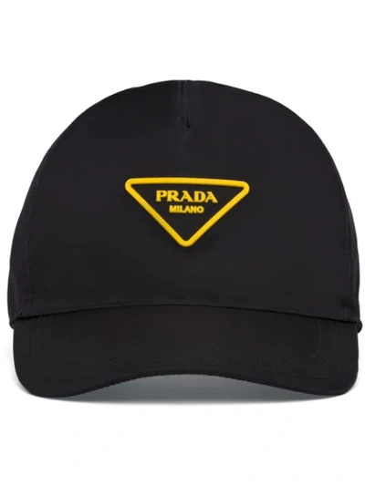 Prada Technical Nylon Cap In Black