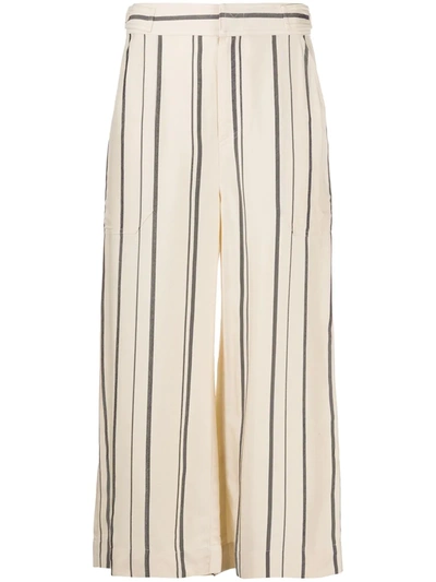 Equipment Kalil Striped Wide-leg Trousers In Pristine/eclipse