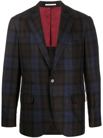 Brunello Cucinelli Check Single-breasted Blazer In Blue