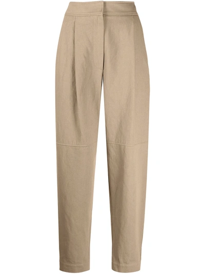 Brunello Cucinelli Panelled Tapered-leg Trousers In Brown