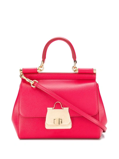 Dolce & Gabbana Small Sicily Tote Bag In Red