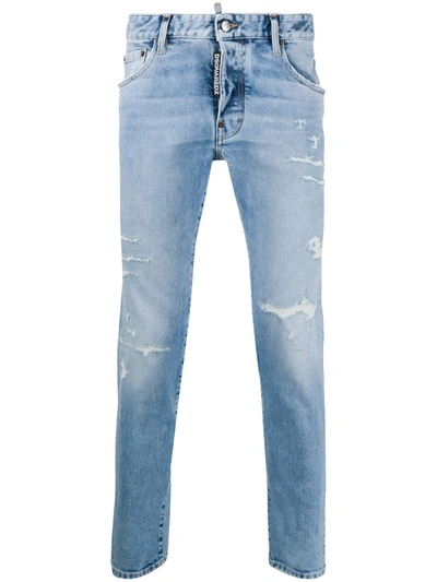 Dsquared2 Distressed Skinny-fit Jeans In Blue