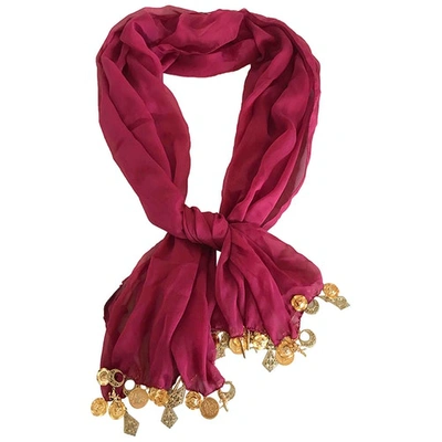 Pre-owned Dolce & Gabbana Silk Stole In Burgundy