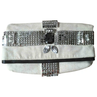 Pre-owned By Malene Birger Linen Clutch Bag In Grey