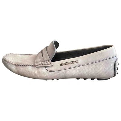 Pre-owned Santoni Leather Flats In Grey