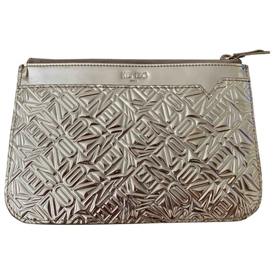 Pre-owned Kenzo Leather Clutch Bag In Silver