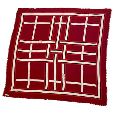 Pre-owned Burberry Silk Stole In Red