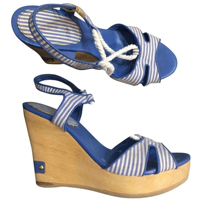 Pre-owned Lauren Ralph Lauren Cloth Sandal In Blue