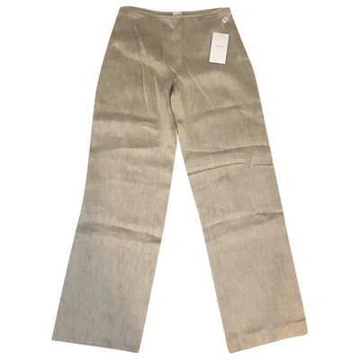 Pre-owned Armani Collezioni Linen Straight Pants In Grey
