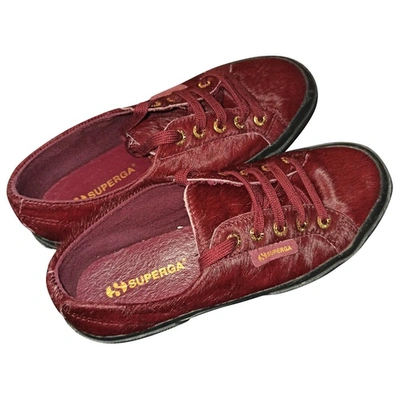 Pre-owned Superga Pony-style Calfskin Trainers In Burgundy