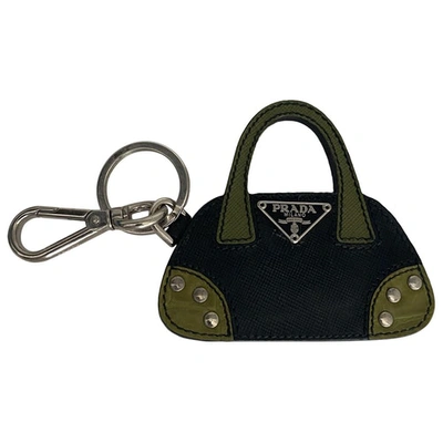 Pre-owned Prada Leather Bag Charm In Black