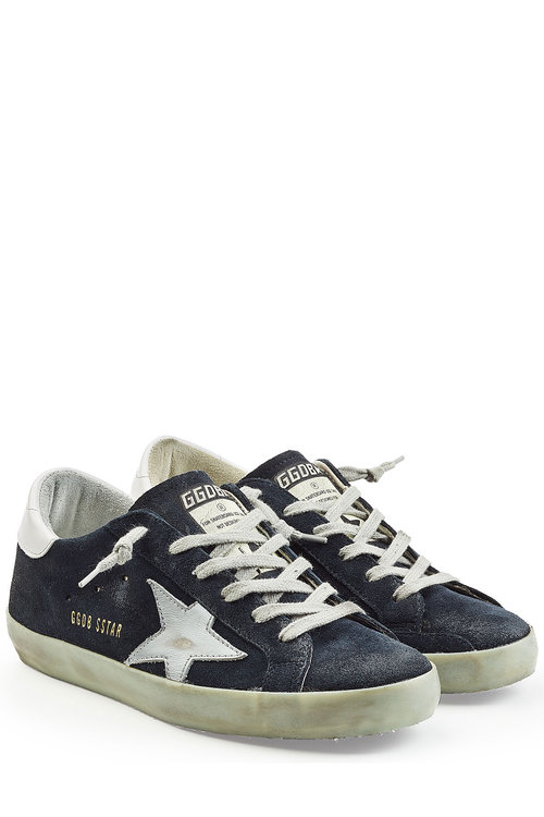 Golden Goose Super Star Leather And Suede Sneakers In Blue | ModeSens