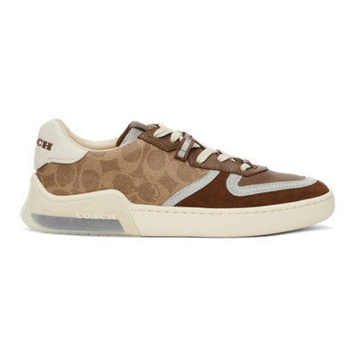 Coach Citysole Signature Suede & Leather Court Sneakers In Khaki/saddle