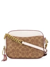 Coach Signature Canvas Camera Bag In Tan/chalk/brass