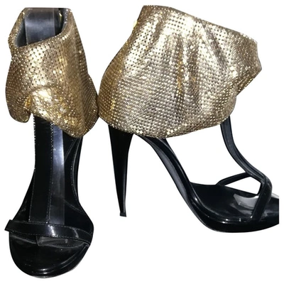 Pre-owned Azzaro Glitter Sandals In Gold