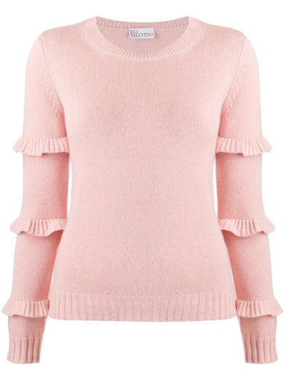 Red Valentino Ruffle-detail Knitted Jumper In Pink