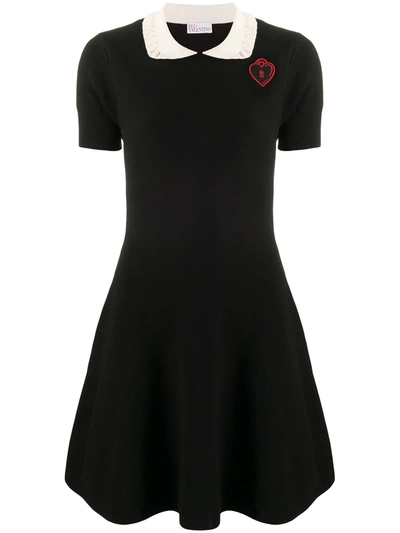 Red Valentino Chains And Padlocks Knitted Dress In Black