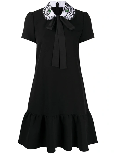 Red Valentino Trouserher-embroidered Mini Dress In Black