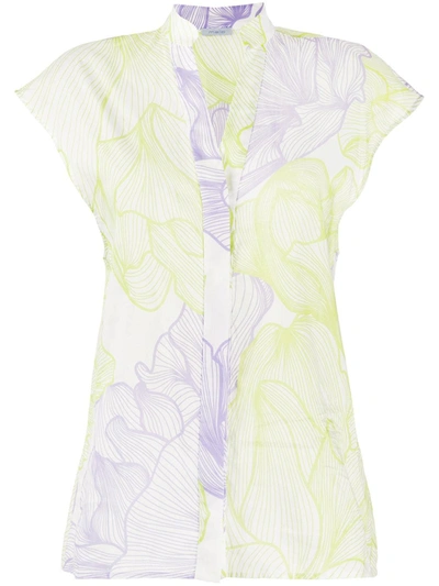 Malo Floral Print Blouse In Purple