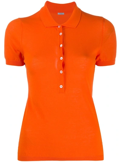 Malo Short Sleeve Polo Top In Orange