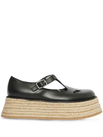 Burberry Aldywych Flatform Leather Espadrilles In Black