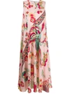 Red Valentino Bird Of Paradise In The Forest Print Dress In Pink