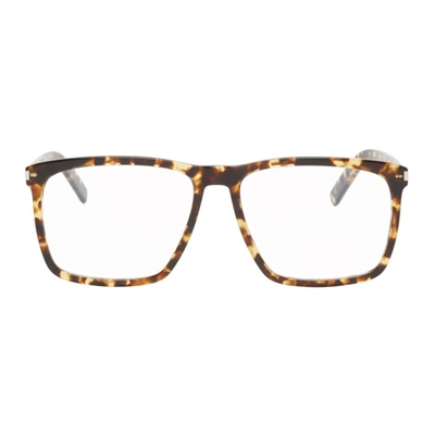 Saint Laurent Tortoiseshell Sl 435 Slim Square Glasses In Brown