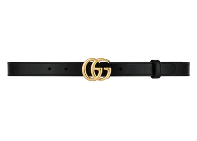 Pre-owned Gucci  Gg Marmont Belt Shiny Buckle .8 Width Black