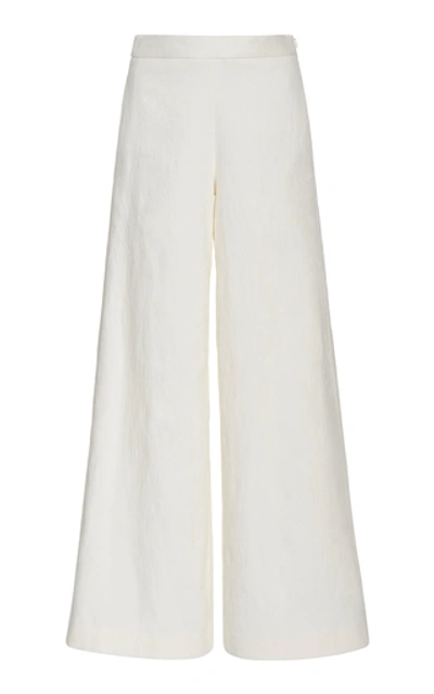 Mansur Gavriel Stretch Linen Wide Leg Pant In White